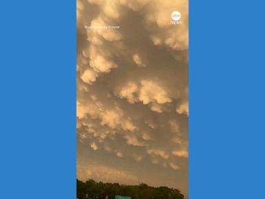 WATCH:  Mammatus clouds fill the sky as severe weather hits Kansas