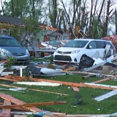 The National Weather Service warned there was a "confirmed large and destructive tornado" over Union City at 6:11 p.m. ET Tuesday.