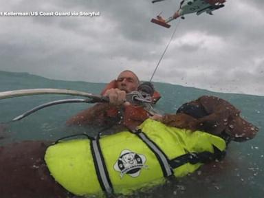 WATCH:  Man and dog rescued from boat as Helene approached