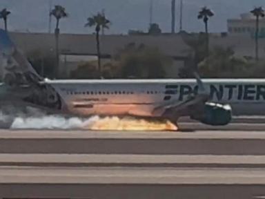 WATCH:  Frontier Airlines jet catches on fire while landing at Las Vegas airport