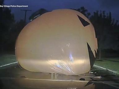 WATCH:  Ohio police officer 'attacked' by inflatable pumpkin