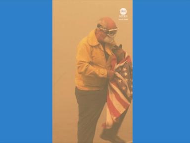 WATCH:  Firefighter saves American flag from California wildfire