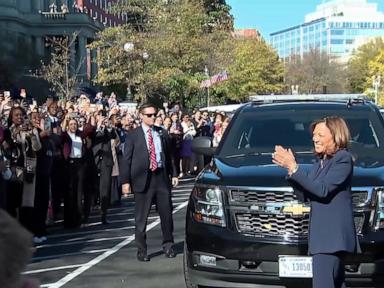 WATCH:  Harris cheered on by administration staff as she arrives at the White House