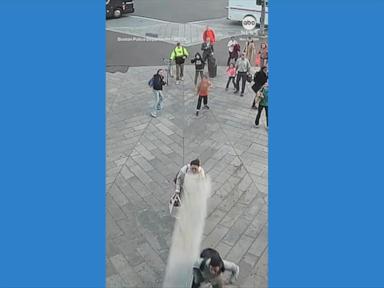 WATCH:  Falling scaffolding plank almost hits pedestrians in Boston