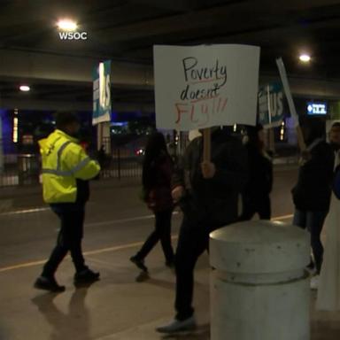 VIDEO: Charlotte airport service workers go on strike