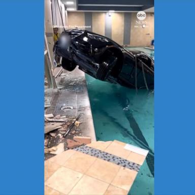 VIDEO: Vehicle plunges into indoor swimming pool in Southern California