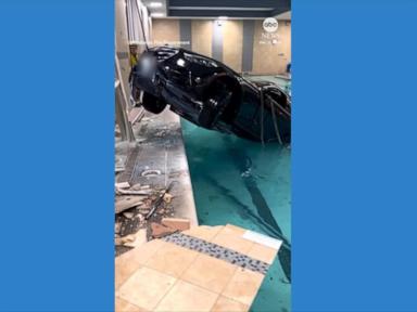 WATCH:  Vehicle plunges into indoor swimming pool in Southern California