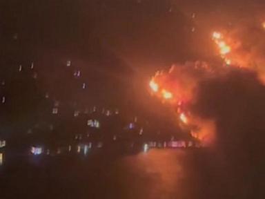 WATCH:  California fires seen from plane window before LAX landing