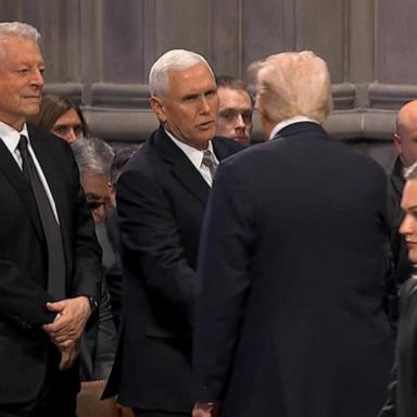 VIDEO: Trump shakes hands with Mike Pence at Carter funeral