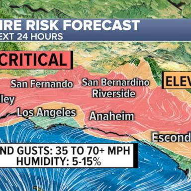 VIDEO: Wind forecast threatens to spread California wildfires