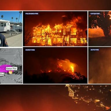 VIDEO: Firefighters continue battling flames amid red flag warnings in Southern California