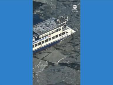 WATCH:  New York ferries contend with icy waters