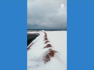 WATCH:  Footage captures snow-covered shores after NY winter storm