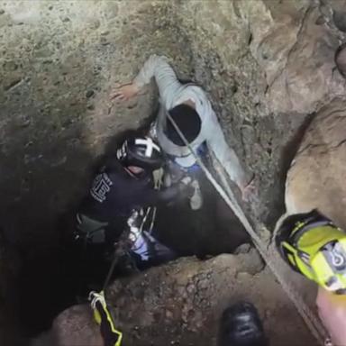 A primary rescuer from the Placer County Fire Department Rescue Team rappelled to the location 180 feet inside of the mountain and rescued the 16-year-old victim.