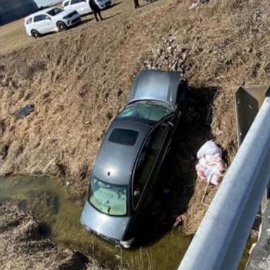 Brieonna Cassel, 41, was on her way to visit a friend when she fell asleep at the wheel of her car and crashed into a ditch.