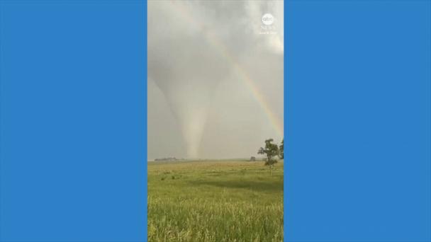 Tornado spotted near rainbow in Nebraska
