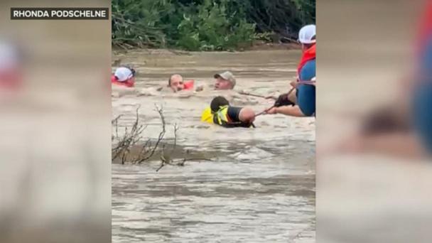 Texas volunteer firefighters make daring rescue during deadly flooding