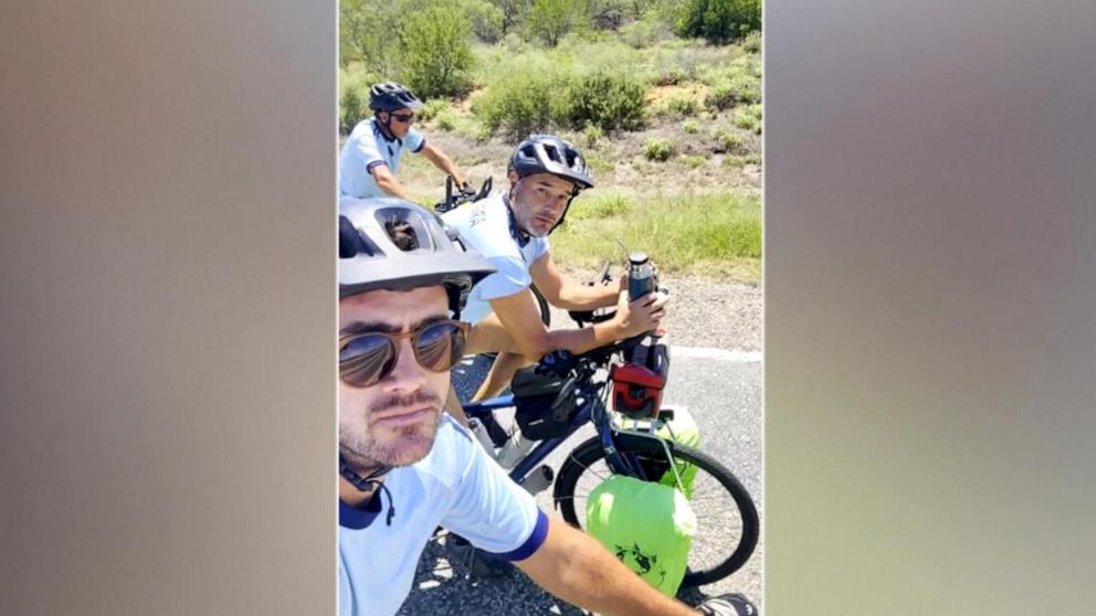 ABC News' Danny New profiles a group of men from Argentina who bicycled 11,000 miles to Kansas City in order to see their home country's first game, despite not having tickets.