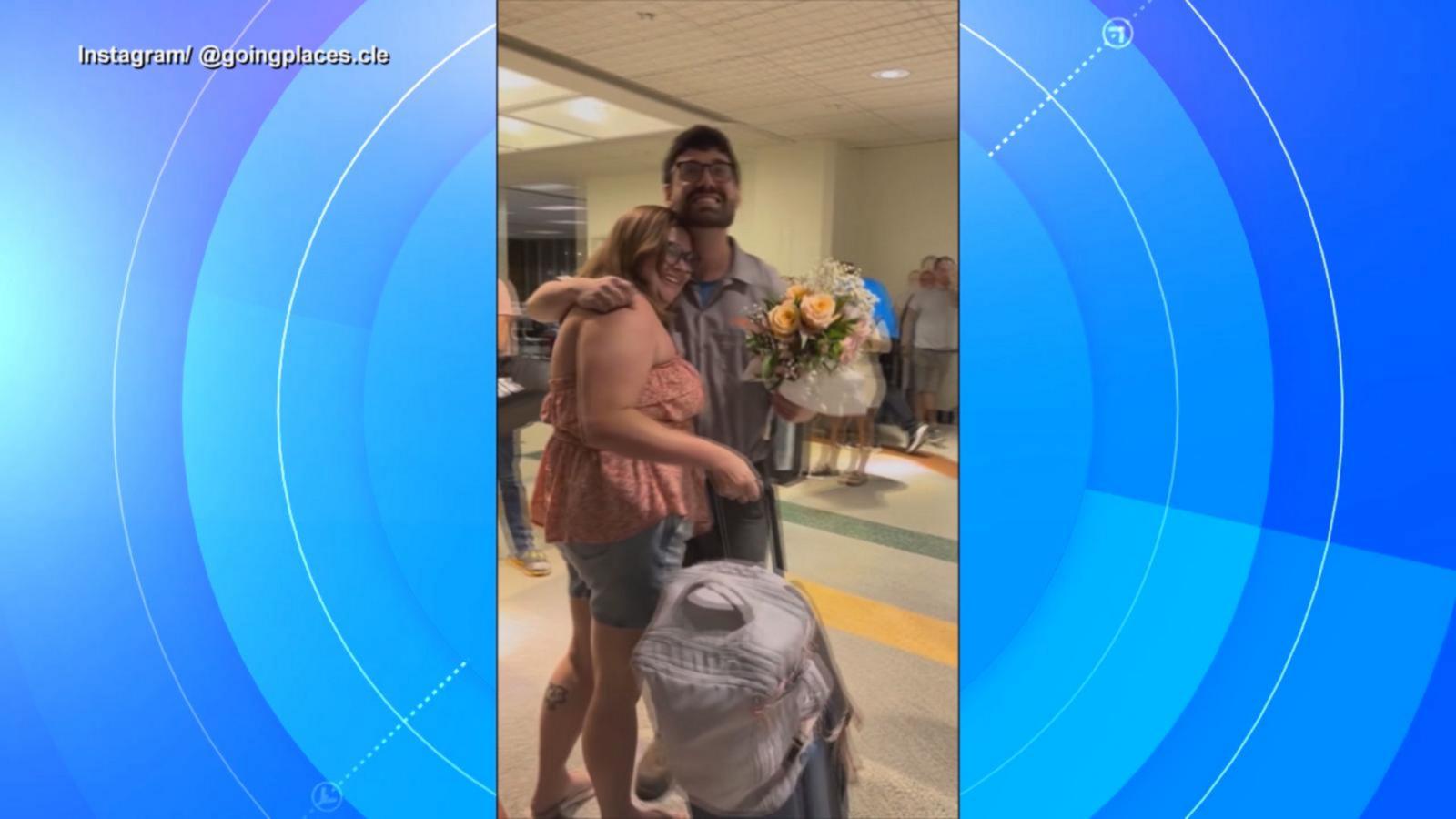 WATCH:  Internet helps make airport love connection