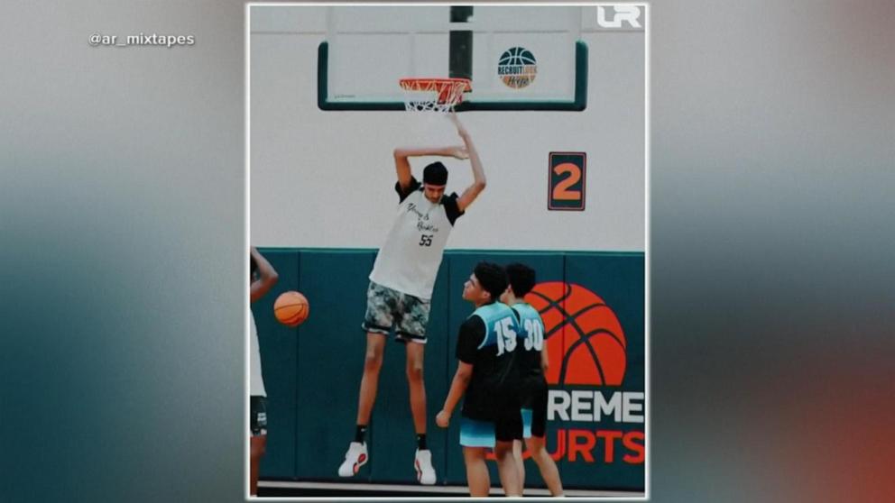 ABC News' Danny New talks to Jagmeet Singh, a 7'4" basketball prospect being compared to the San Antonio Spurs' Victor Wembanyama after only picking up the game at 14.
