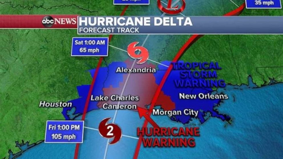 PHOTO: As Delta makes landfall it should be close to Cameron, Louisiana, which was hit hard by Hurricane Laura just a few weeks ago.
