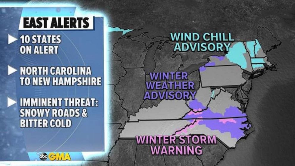 PHOTO: Already 8 inches of snow fell overnight in Virginia and North Carolina and roads will be slick and treacherous in the area today. 
