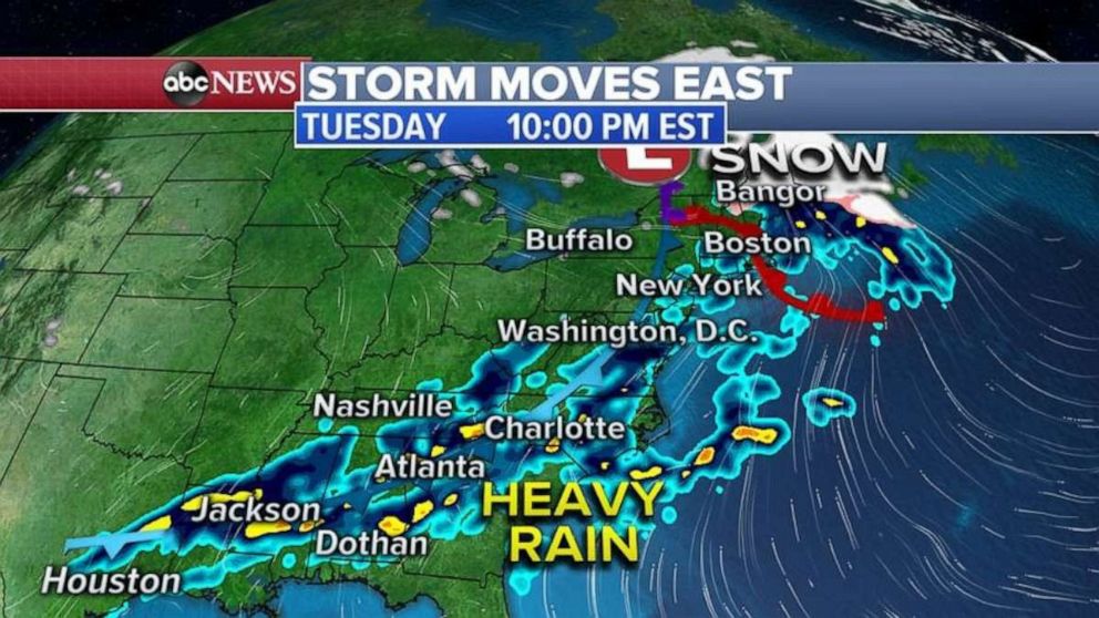 PHOTO: Major cities along I-95 corridor from Washington, D.C. to Boston will mostly see rain with no snow forecast.