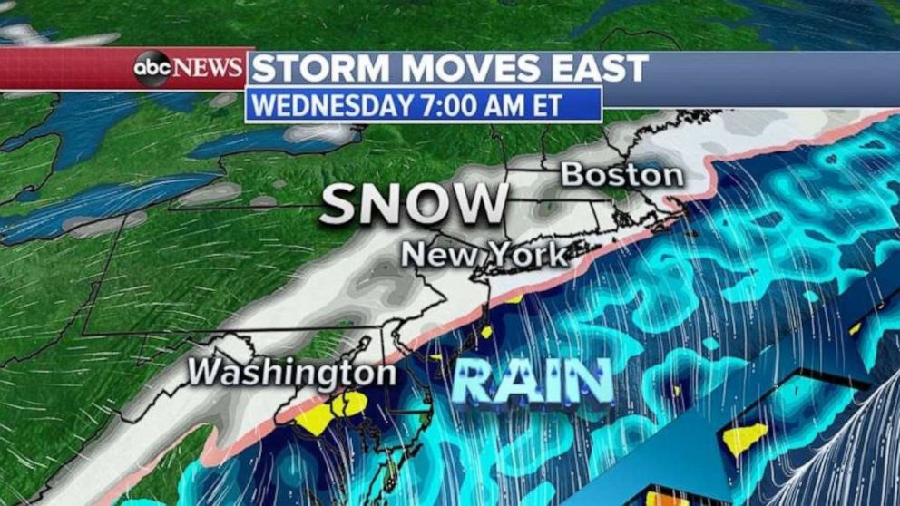 PHOTO: The Wednesday morning rush could be messy from Washington, D.C. to New York City and Boston.