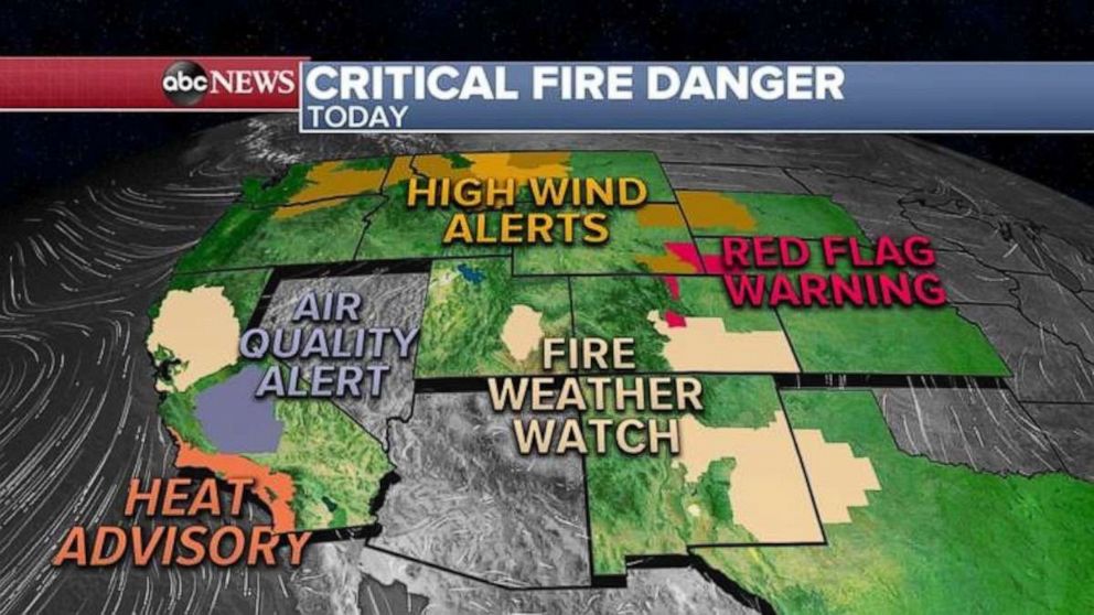 PHOTO: Most of the states in the West are under some sort of wind, fire or air quality alert.

