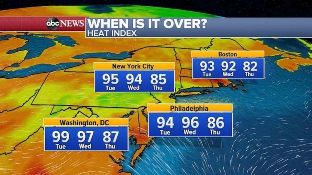 PHOTO: So when will this sauna-like weather will be over in the Northeast? Looks like not until Thursday and Wednesday will be another hot and humid day.