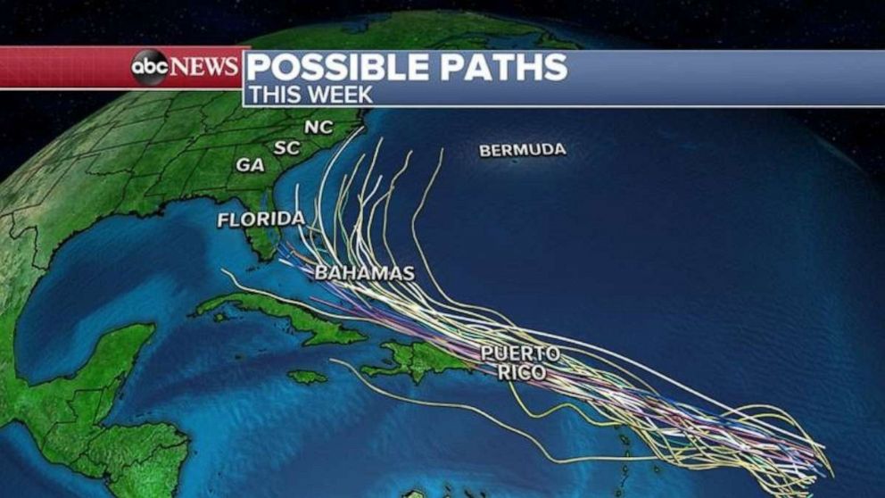 PHOTO: The models take the system into the Bahamas over the weekend and somewhere off the Southeast U.S. coast sometime early next week.  
