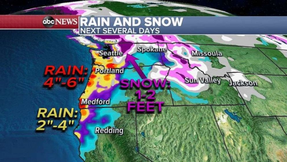 PHOTO: An avalanche warning has been issued for Washington state where 2 feet of snow will be mixed with rain making the snowpack very unstable and cause an avalanche threat.
