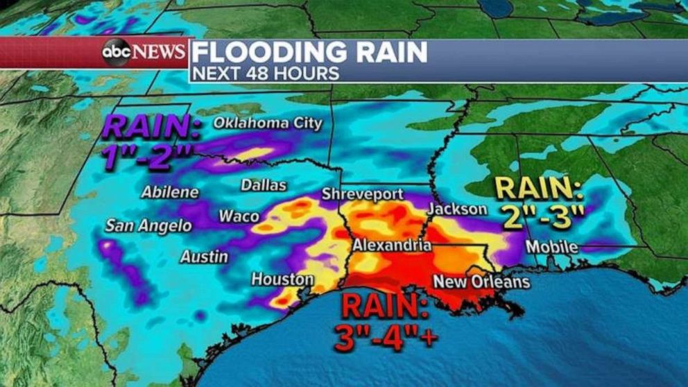 PHOTO: A flash flood watch has been issued for Louisiana, Mississippi and Alabama.
