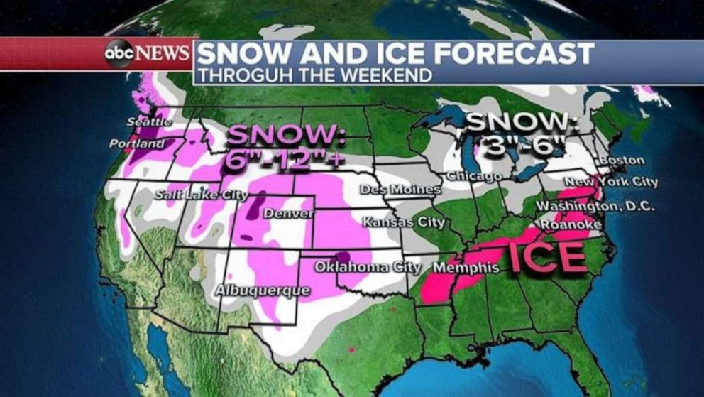 PHOTO: The Great Lakes and parts of the Northeast could see up to a half a foot of snow through the weekend. 
