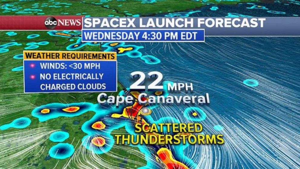 PHOTO: These storms could bring gusty winds, heavy rain and lightning which would not be favorable conditions for the launch.