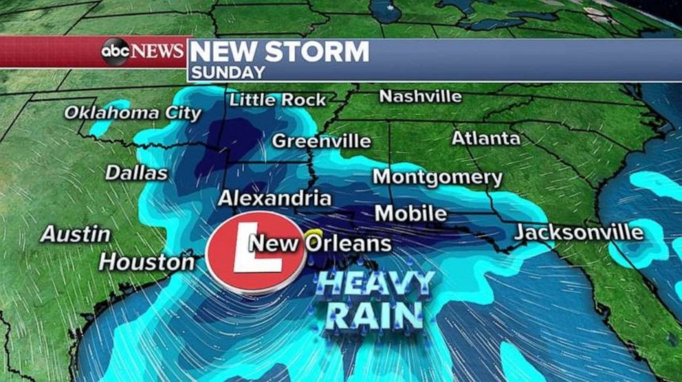 PHOTO: A new storm will develop in the southern U.S. as early as late Friday and Saturday and the initial impacts of this storm will be widespread heavy rain that will be moving across the southern U.S. this holiday weekend.  