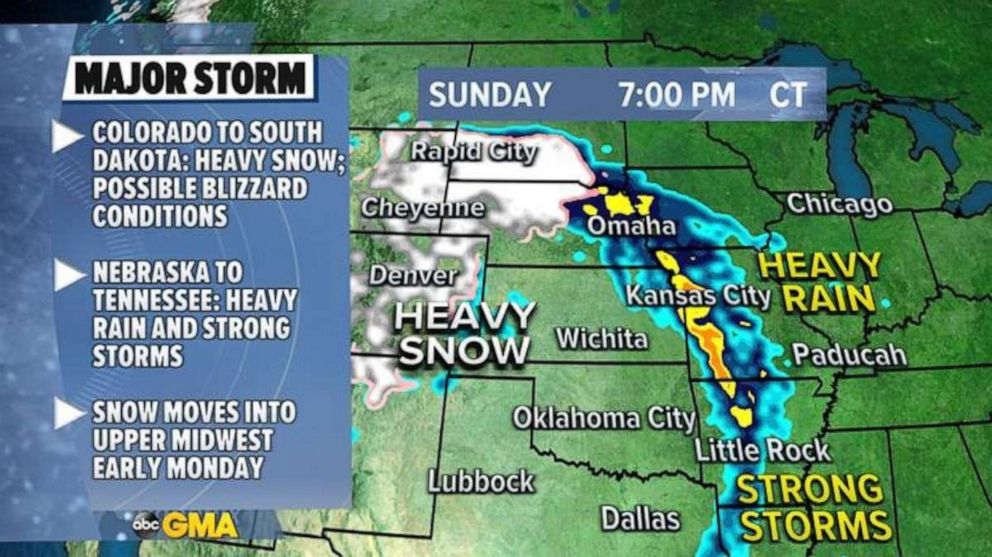 Major storm moving through central US as separate storm follows behind ...