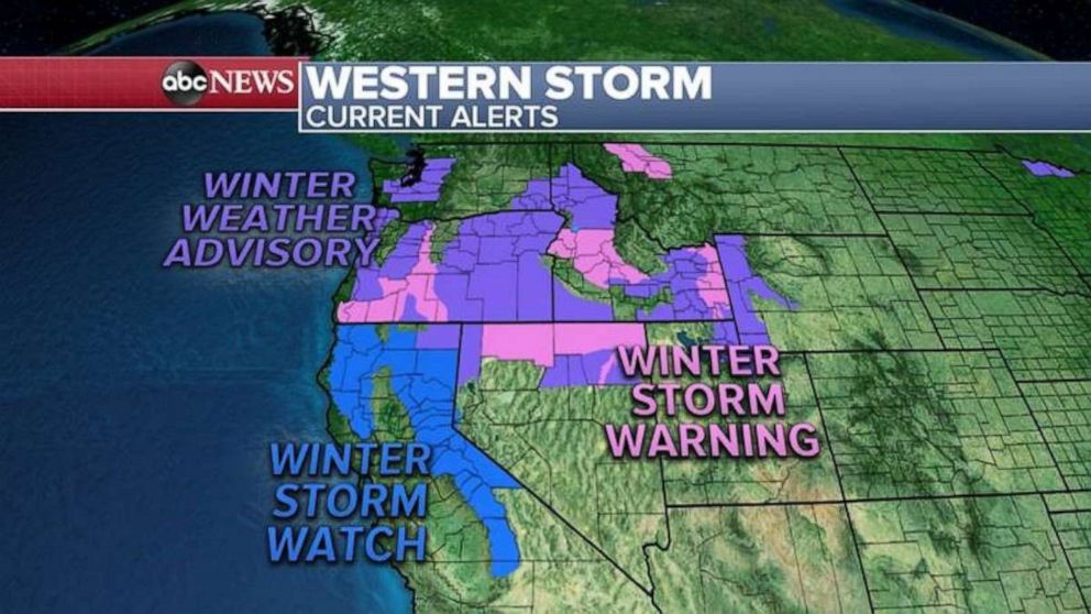 PHOTO: Seven states this morning in the West are on alert ahead of the storm.