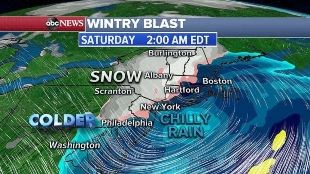 PHOTO: At this point it looks like the heaviest snow will be mostly inland areas Pennsylvania, New Jersey, New York Connecticut and into New England. There is a chance we could see some snow flurries even in Philadelphia and New York City in May.