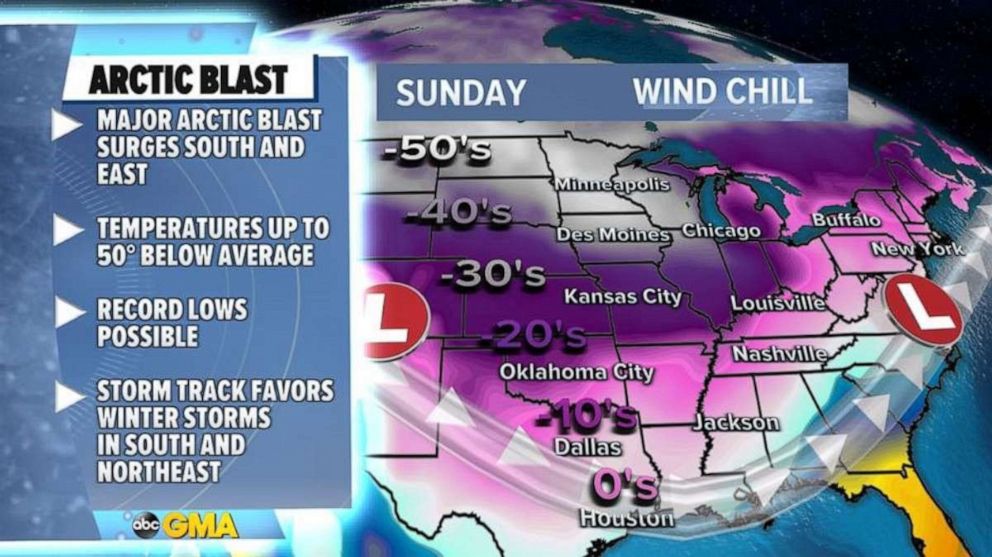 PHOTO: A look ahead at the computer models shows this Arctic blast is going to get much worse this weekend and early next week. 

