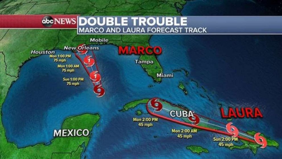 PHOTO: The last time there were two Tropical Cyclones in the Gulf of Mexico was in 2002, where Tropical Storm Fay was off the Texas coast and Tropical Depression Eduoard was off the Florida West Coast.