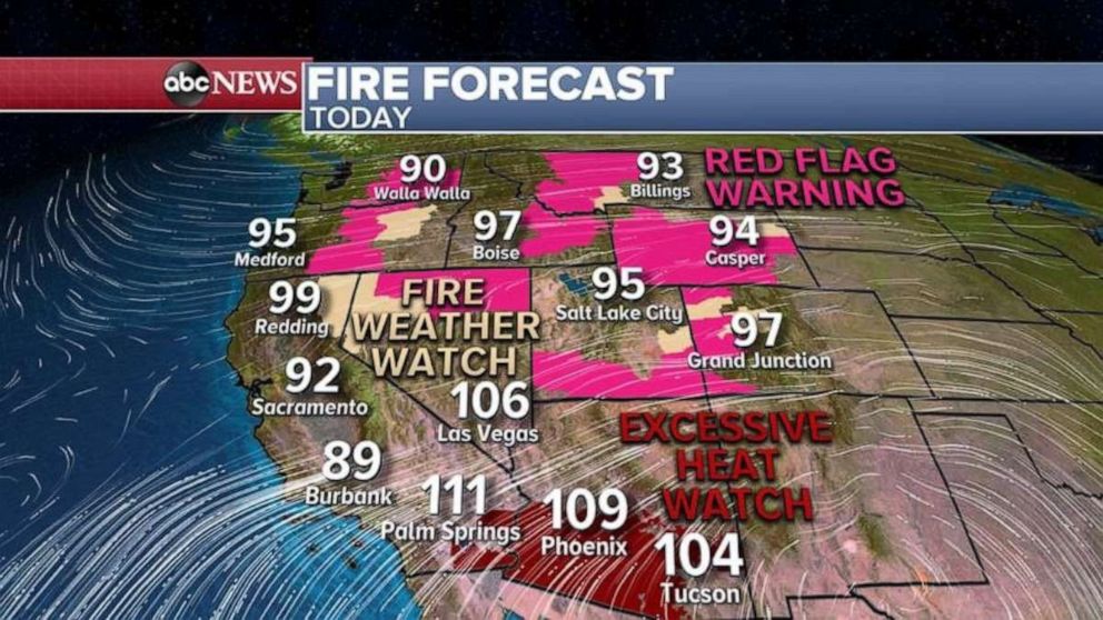 PHOTO: An Excessive Heat Watch has been issued for southern California deserts and into Arizona including Phoenix where temperatures are expected to reach 110 to 120 by the end of the week.