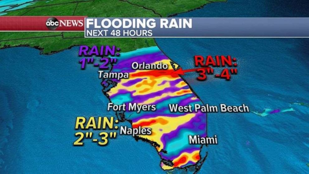PHOTO: Locally, more than 4 inches of rain is possible which could lead to flooding from Orlando to Naples and south Miami.
