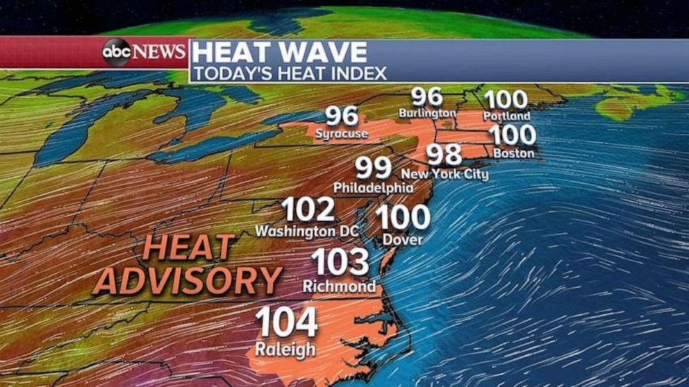 PHOTO: A Heat Advisory has been issued from North Carolina to Maine where temperatures could get close to 100 degrees. 
