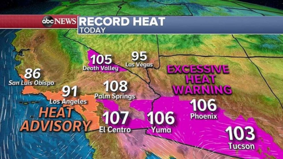 PHOTO: Record heat continues in the Southwest with Heat Advisories and Warnings from Los Angeles to Phoenix.