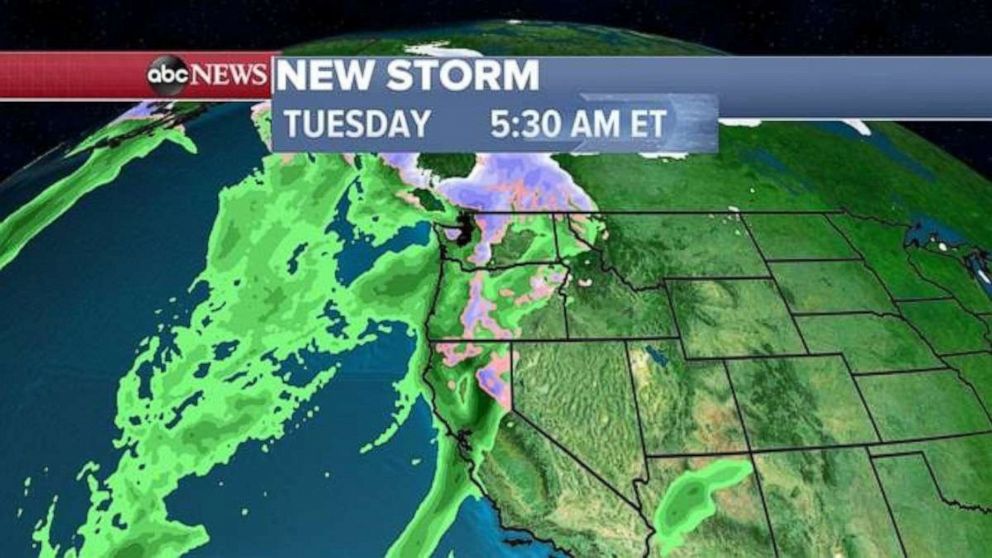 PHOTO: By Thursday, this storm will hit the central U.S. with more snow and rain for the Midwest and the Great Lakes including Chicago and Minneapolis.

