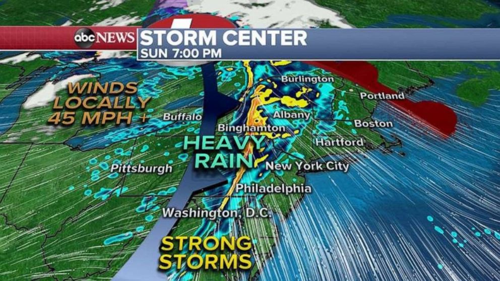 PHOTO: As the cold front moves eastward it could bring a round of gusty winds and heavy rain to parts of the Northeast, especially later in the afternoon. 
