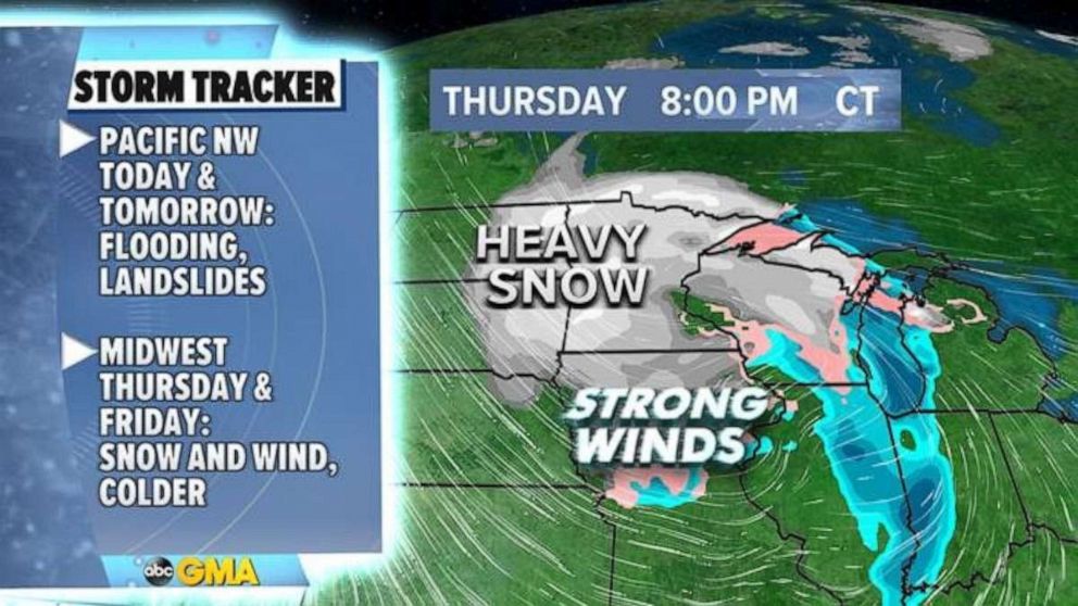 PHOTO: Some areas in the Upper Midwest and the Great Lakes could see more than a half a foot of snow by Friday morning.
