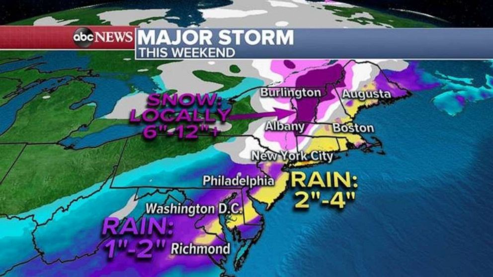 PHOTO: This storm will strengthen as it moves Northeast into the I-95 corridor Friday evening spreading the heavy rain into the area Friday night into Saturday morning with gusty winds also expected 30 to 50 mph.

