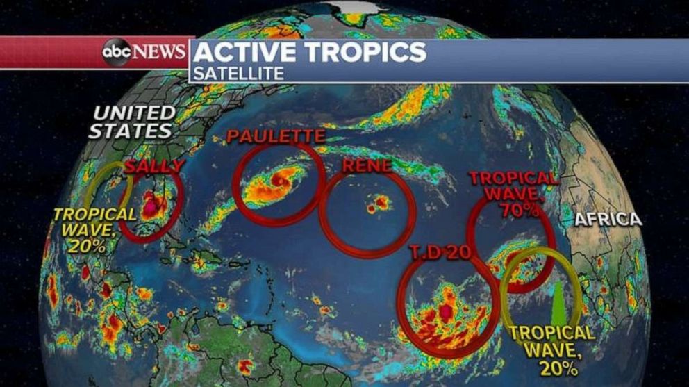 PHOTO: Sally is just one of seven tropical systems in the Atlantic basin. 